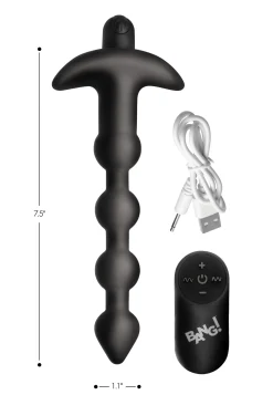 BANG! - 28X Boules Anales Vibrantes en Silicone avec Télécommande - Noir