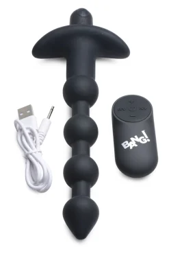 BANG! - 28X Boules Anales Vibrantes en Silicone avec Télécommande - Noir