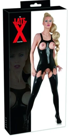 Basque en latex noir avec coupes ouvertes