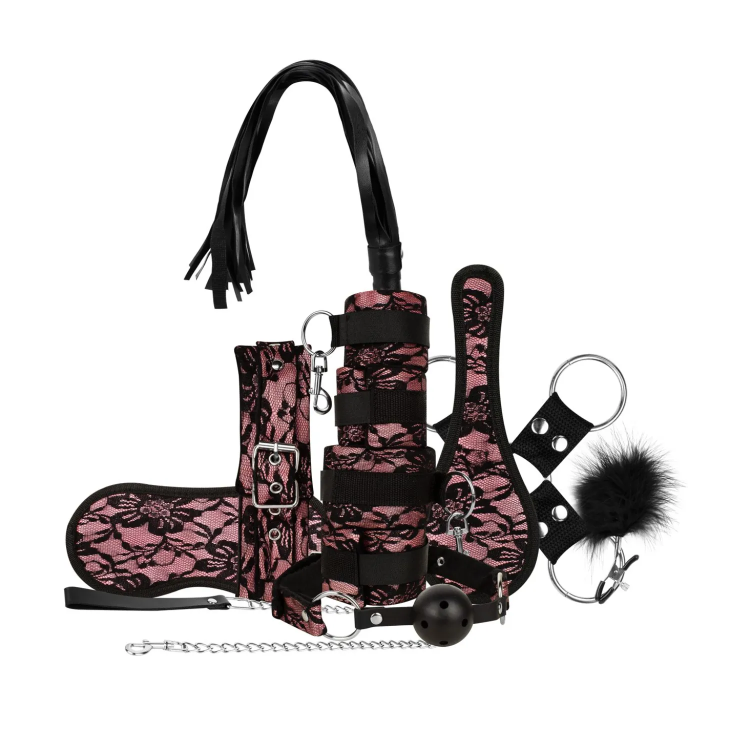 Bedroom Fantasies - Bound by Lace - Set SM 8 Pièces - Rose