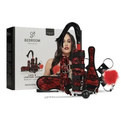 Bedroom Fantasies - Lace & Leather Look - Set Bondage 8 Pièces - Rouge