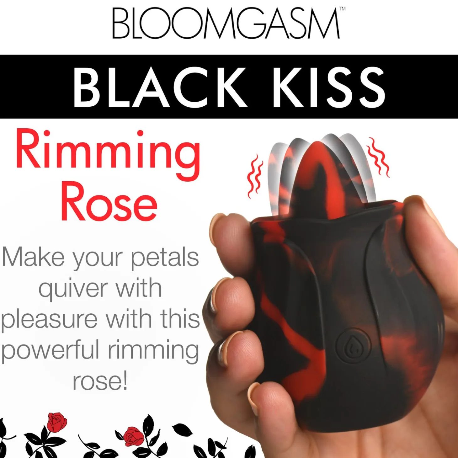 BLOOMGASM - Black Kiss Vibrateur Rose Rimming - Rouge/Noir