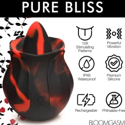 BLOOMGASM - Black Kiss Vibrateur Rose Rimming - Rouge/Noir