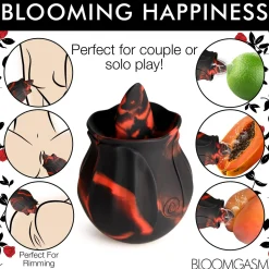 BLOOMGASM - Black Kiss Vibrateur Rose Rimming - Rouge/Noir