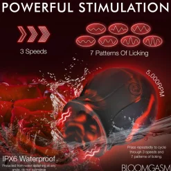 BLOOMGASM - Black Kiss Vibrateur Rose Rimming - Rouge/Noir
