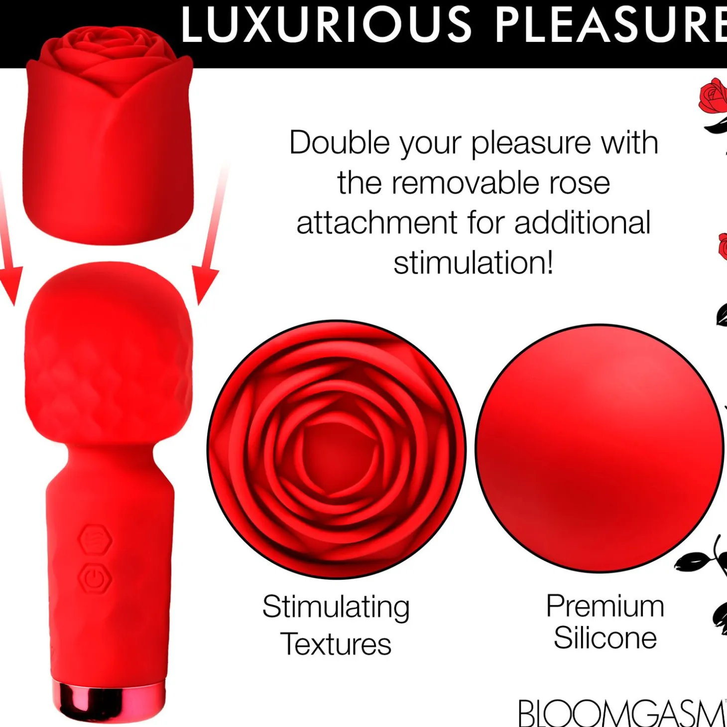 BLOOMGASM - Mini Vibromasseur Pleasure Rose - Rouge