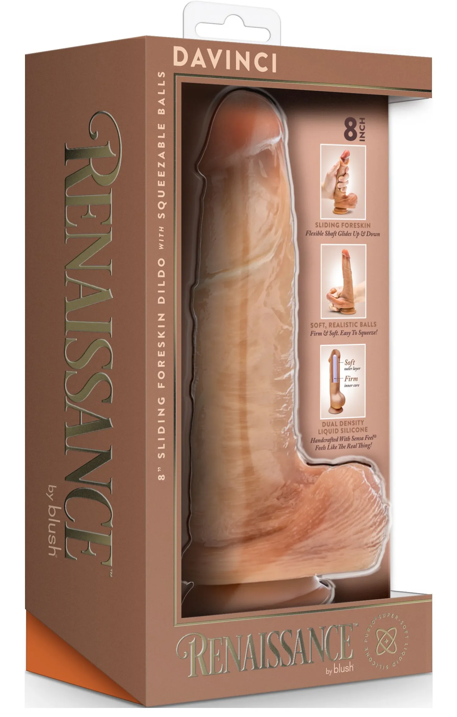 Blush - Renaissance DaVinci Godemichet avec Prépuce Coulissant - 20 cm