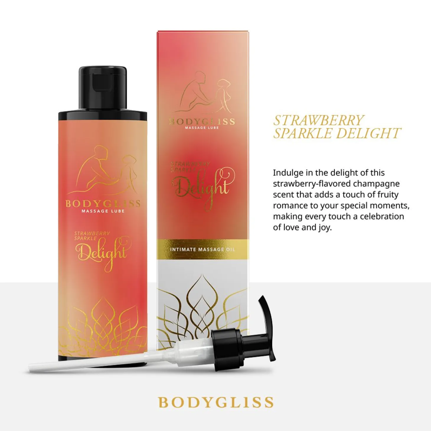 BodyGliss - Huile de massage et lubrifiant fraise et champagne - 150 ml