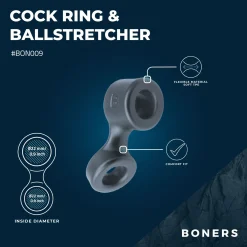 Boners Anneau pénien et séparateur de testicules - Gris