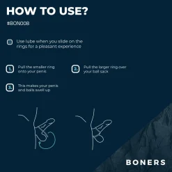 Boners - Anneau pénien et séparateur de testicules en silicone - Gris