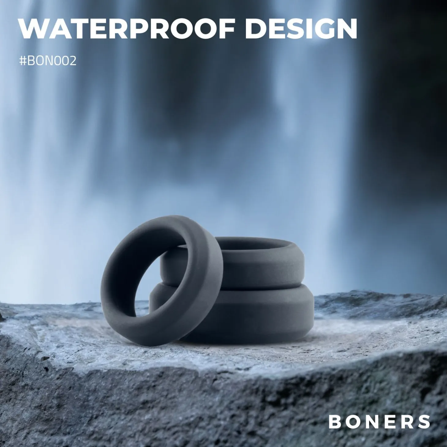 Boners - Kit de 3 anneaux péniens (plats) - Silicone