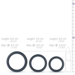 Boners - Kit de 3 anneaux péniens (plats) - Silicone