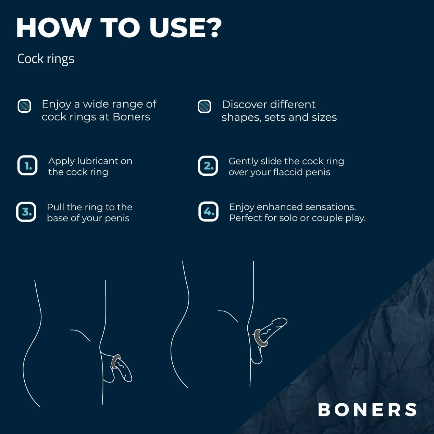 Boners - Lot de 6 anneaux péniens/testiculaires - Silicone