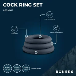 Boners - Set de 3 anneaux péniens - Gris