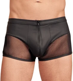 Caleçon pour homme en similicuir avec fermeture éclair - Noir
