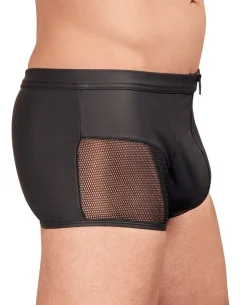 Caleçon pour homme en similicuir avec fermeture éclair - Noir