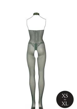 Catsuit en dentelle et résille - Vert