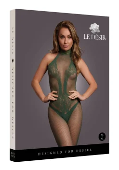 Catsuit en dentelle et résille - Vert
