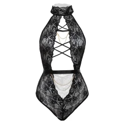 Christine - Body Blace Exclusif à Entrejambe Ouvert - Noir