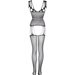 Christine -Catsuit avec design porte-jarretelles noir - Curvy
