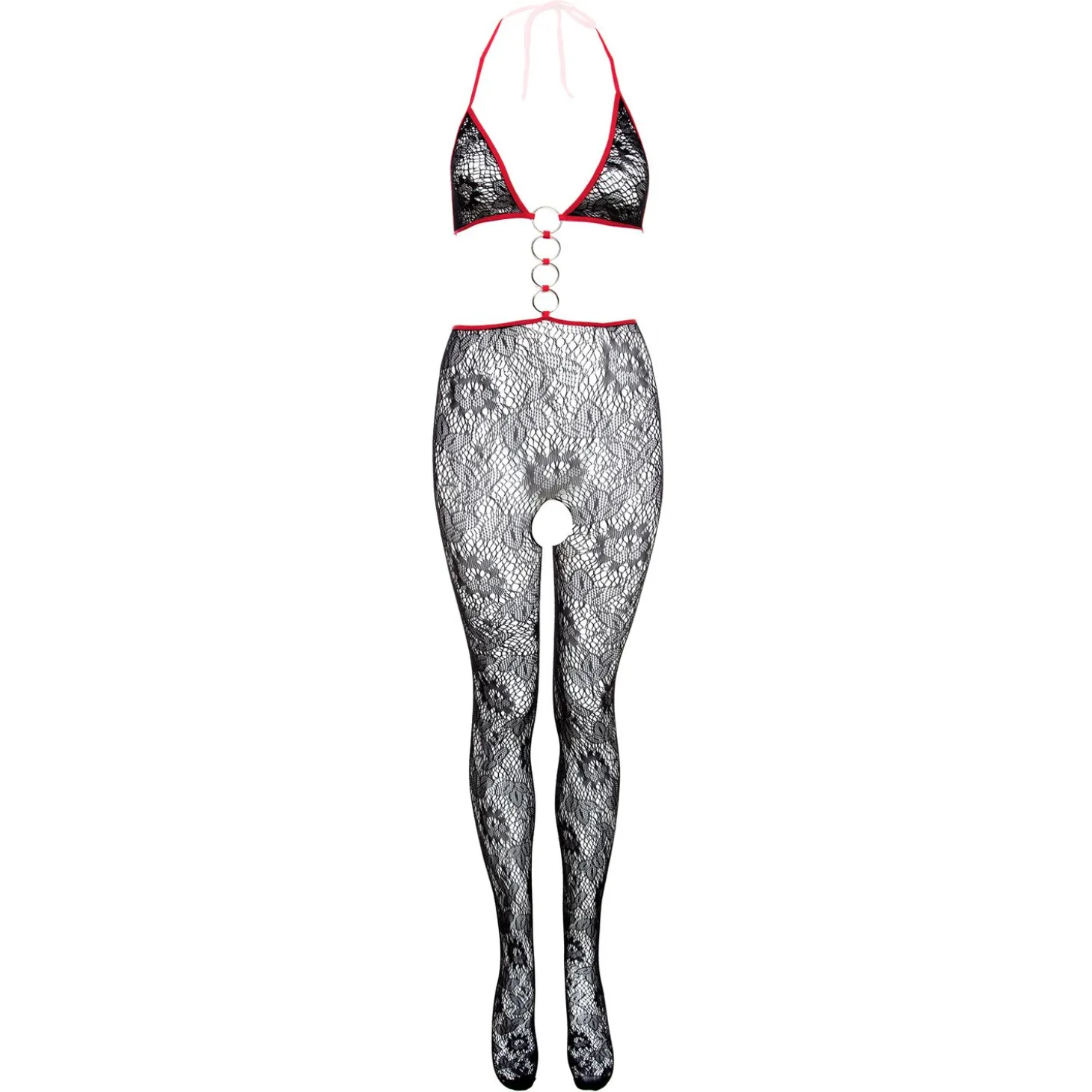 Christine - Catsuit séduisant - Noir/Rouge