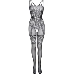 Christine - Crotchless Glamour Bodystocking - Noir