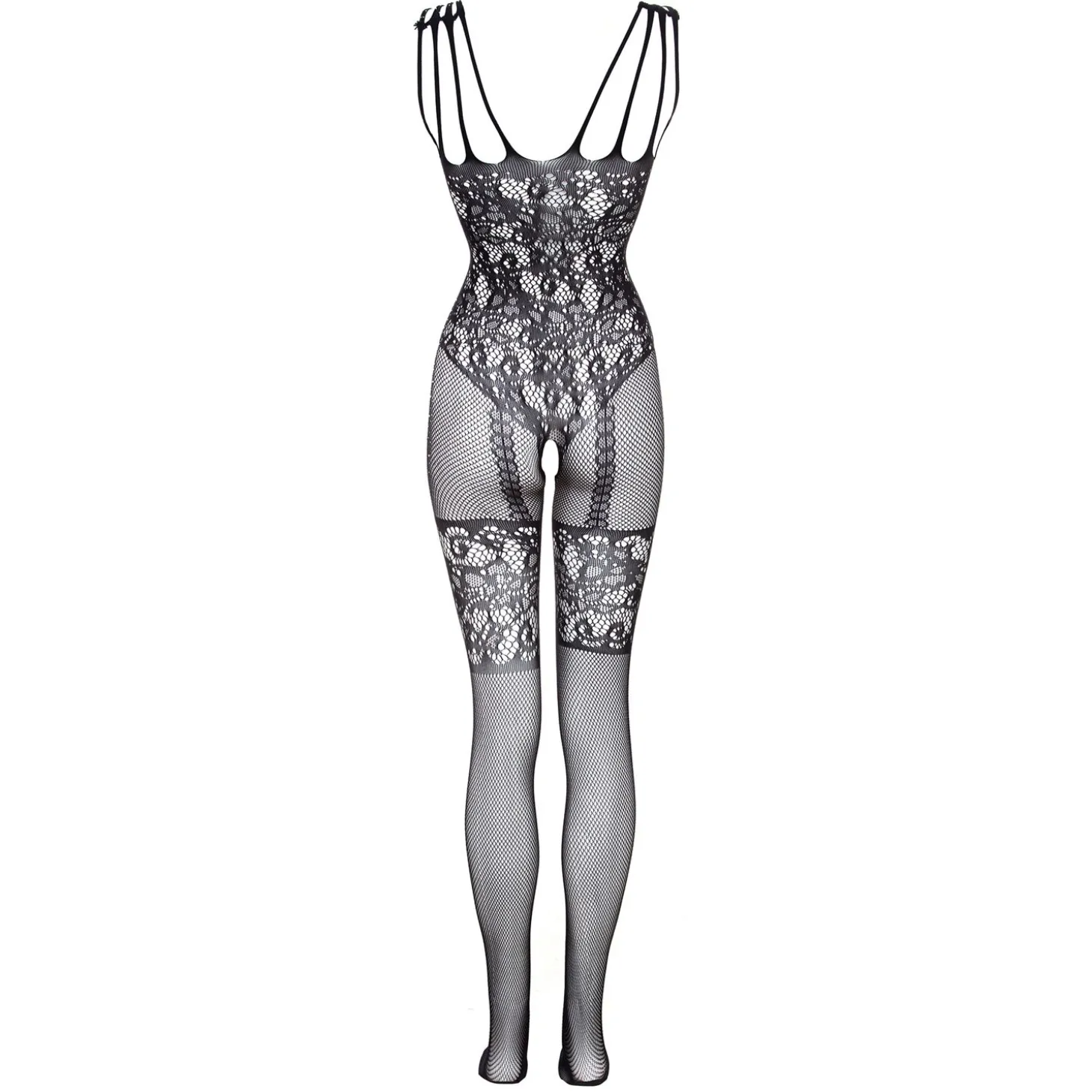 Christine - Crotchless Glamour Bodystocking - Noir