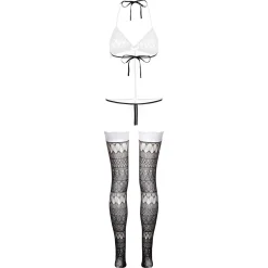 Christine - Ensemble de body ouvert à l'entrejambe - Noir