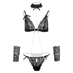 Christine - Ensemble de bondage doux avec perles Mea - Noir