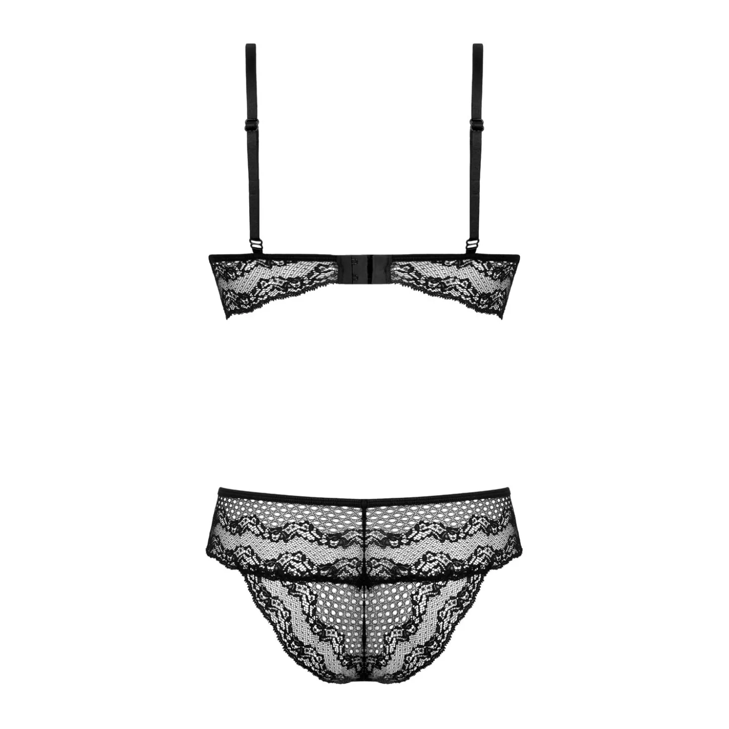 Christine - Ensemble en dentelle avec soutien-gorge Fleur - Noir