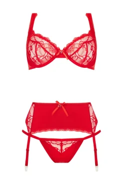 Christine - Ensemble 3 pièces avec soutien-gorge Marzia - Rouge