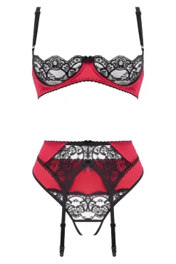 Christine - Ensemble 3 pièces Soutien-gorge Ouvert et Slip Ouvert Gush