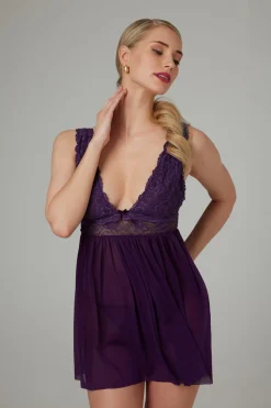 Christine - Nuisette & String Lieve - violet