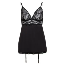 Christine - Robe porte-jarretelles Celeste - Noir