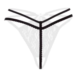 Christine - String en Dentelle à entrejambe ouverte - Noir