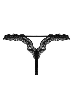Christine - String en Dentelle Ouvert Lila - Noir