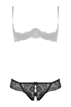 Christine - String en dentelle avec entrejambe ouverte Marzia - Noir