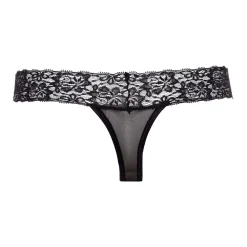 Christine - String perle avec entrejambe ouverte Pia - Noir