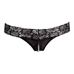 Christine - String perle avec entrejambe ouverte Pia - Noir