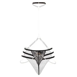 Christine - String perlé en dentelle luxueuse Mea - Noir