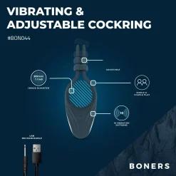 Cockring Ajustable Boners - Bleu