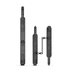 Collier et menottes en similicuir - Noir