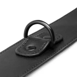 Collier et menottes en similicuir - Noir