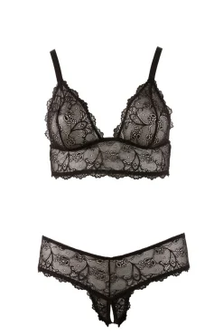 Cottelli Collection - Bra and crotchless G-string