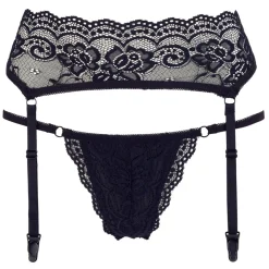 Cottelli Collection - Ensemble Porte-Jarretelles et String - Noir
