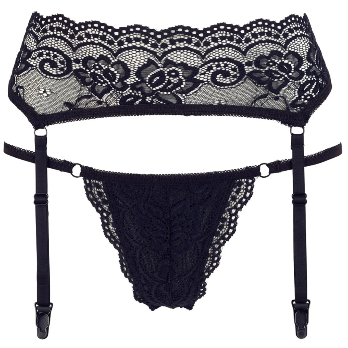 Cottelli Collection - Ensemble Porte-Jarretelles et String - Noir