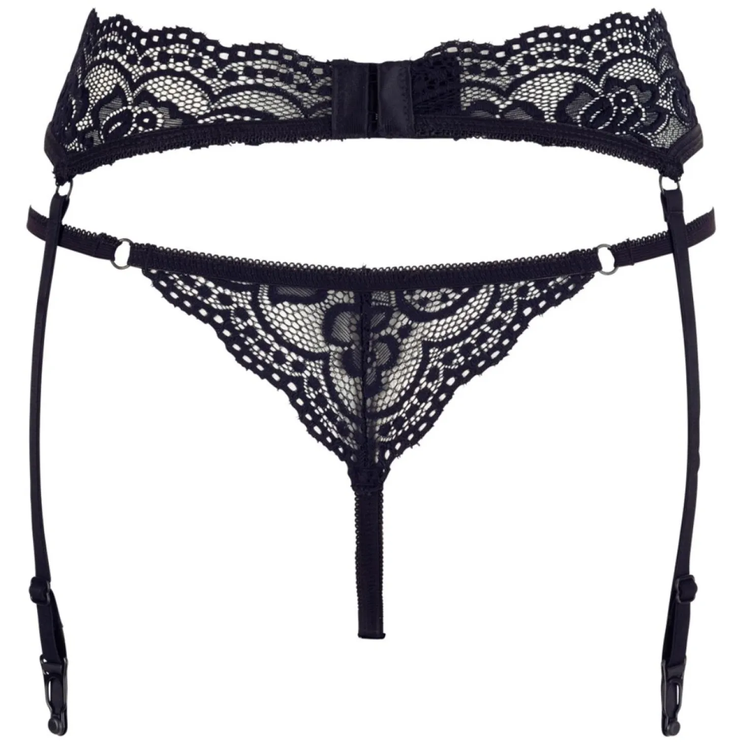 Cottelli Collection - Ensemble Porte-Jarretelles et String - Noir