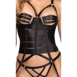 Cottelli Collection - Ensemble Corset Porte-Jarretelles - Noir