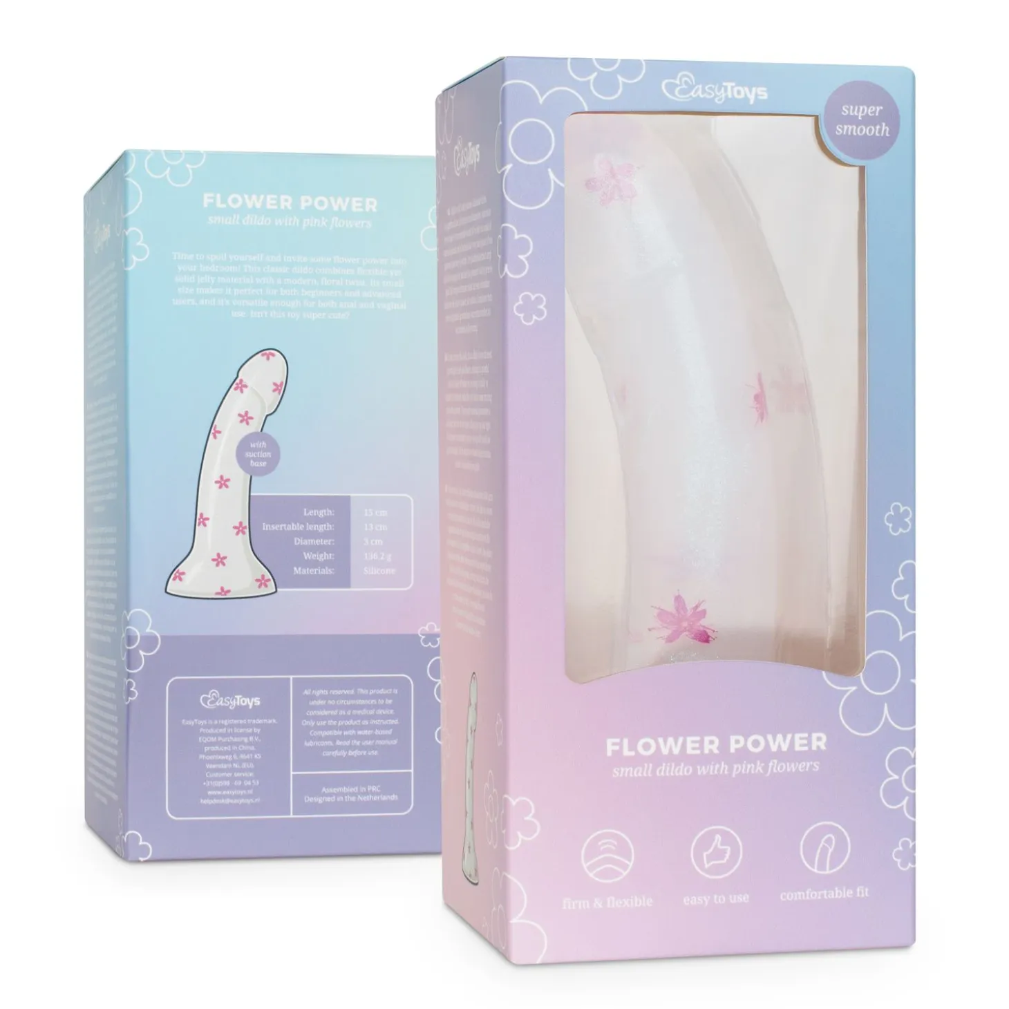 Dildo Collection Flower Power Dildo – Design Rose à Paillettes 15 cm