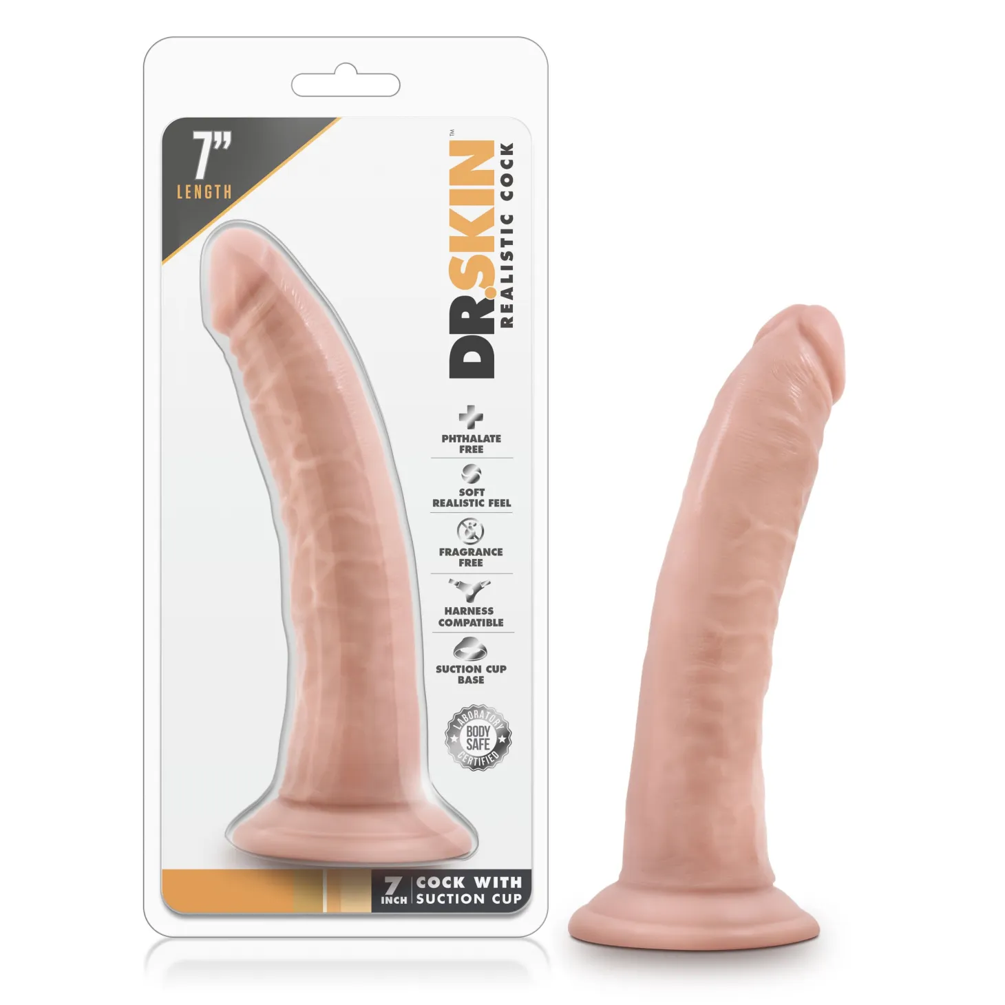 Dr. Skin - Godemiché réaliste avec ventouse 17,78 cm - Vanille